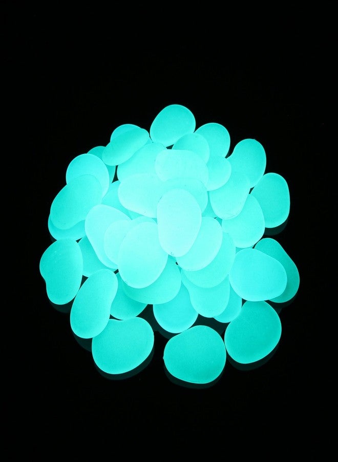Shiny Stone Glow in The Dark Stones,Glow Pebbles,Garden Pebbles,Glow Gravel Rocks Decorative Pebbles Stones for Aquarium Fish Tank Garden Gift Decoration (Flake Shape, 44pcs,315g/11.11oz/0.69lb) (Blue Green) - Image 1
